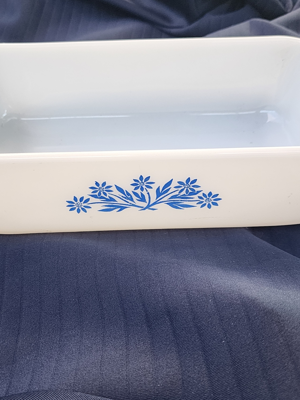 Fireking White Ceramic Storage Dish with Blue Floral Pattern - Anchor Hocking
